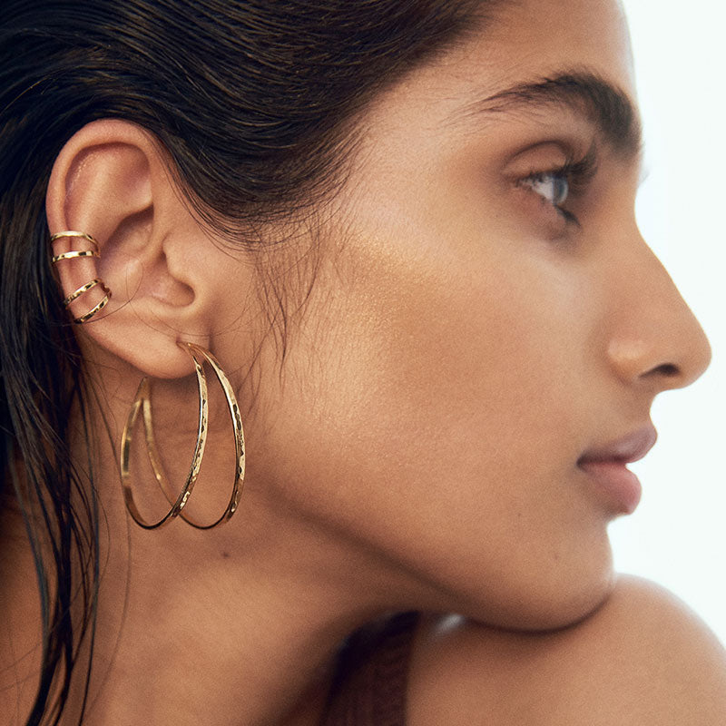 Dual Hoop, Large, Gold