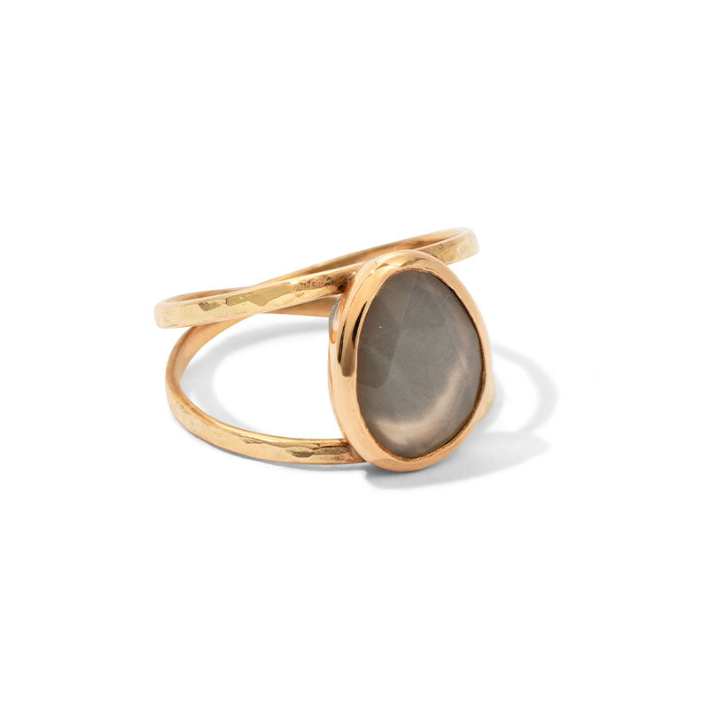 Dual Ring, Moonstone, 9kt Yellow Gold