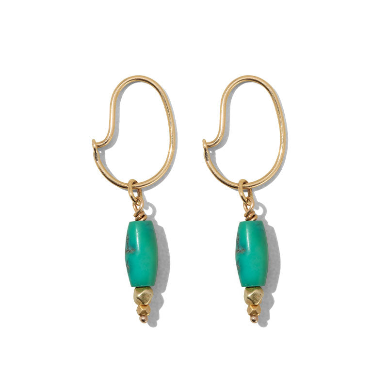 Ellipse Hoop, Turquoise, 9kt Yellow Gold