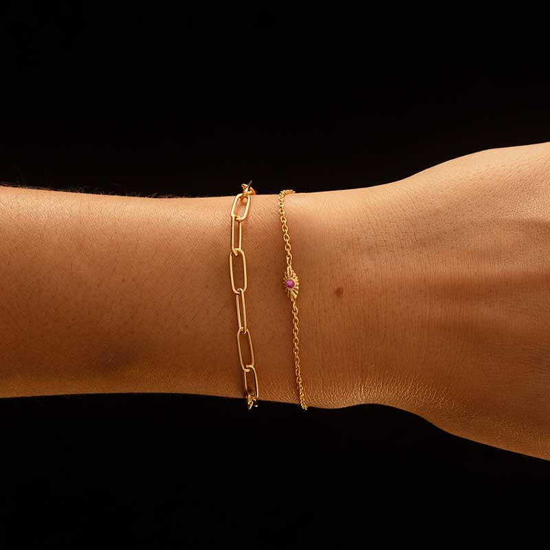 Evil Eye Bracelet, Ruby, Silver