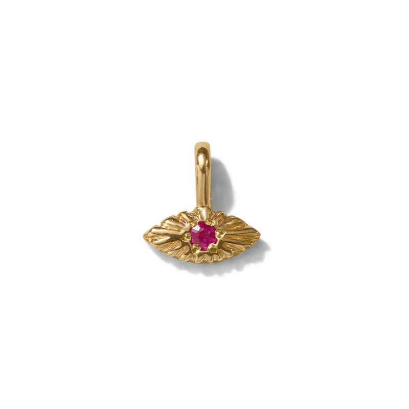Evil Eye Pendant, Ruby, 9kt Yellow Gold