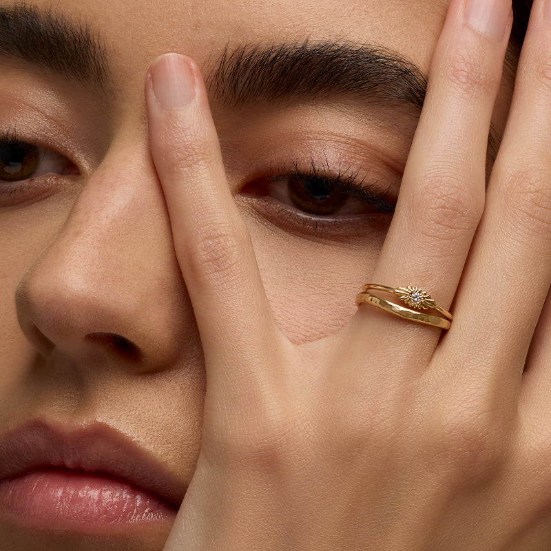 Evil Eye Ring, Diamond, 9kt Yellow Gold