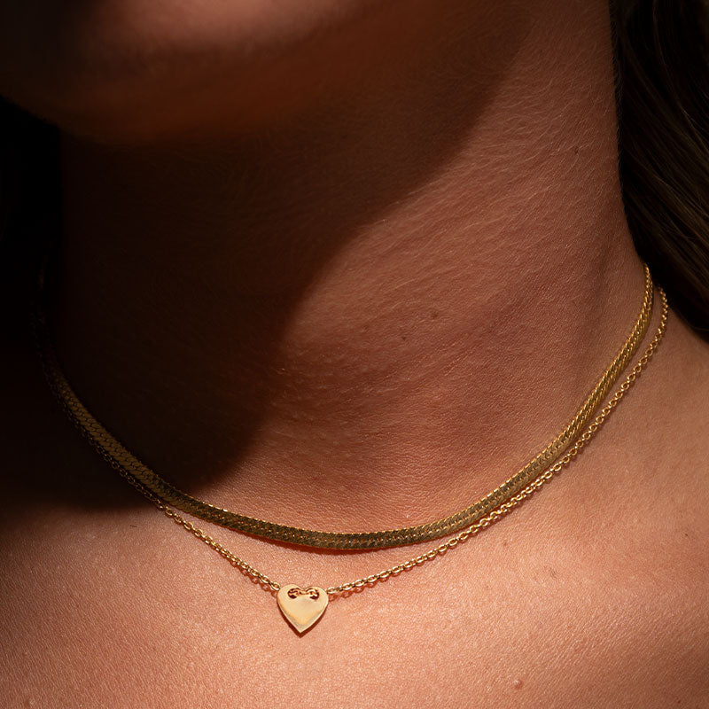 Fine Heart Necklace, 9kt Yellow Gold