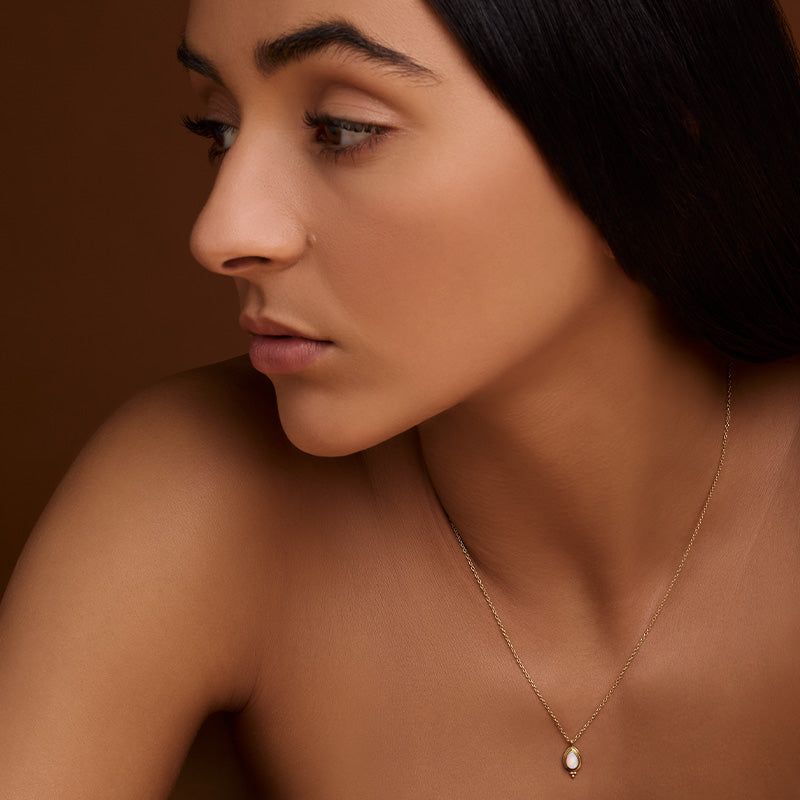 Gaia Necklace, White Opal, Gold