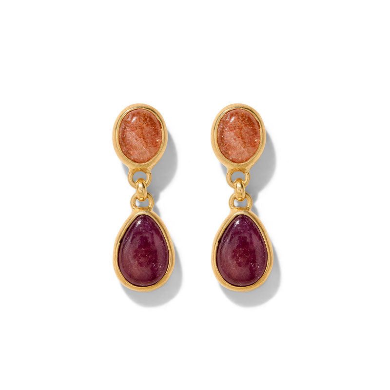 Attica Stud, Sunstone & Ruby, Gold