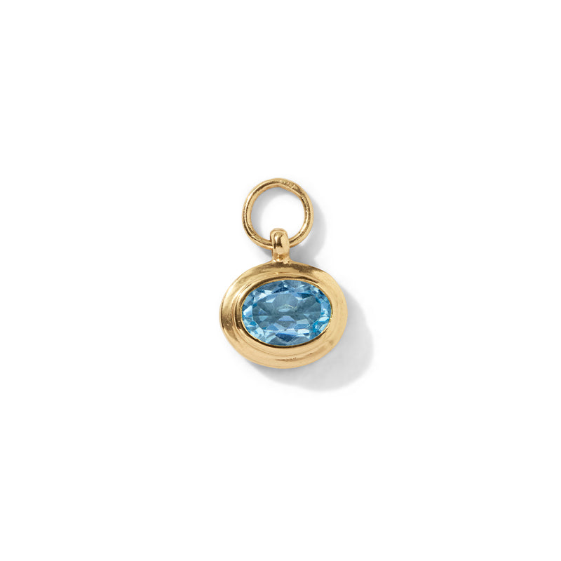 Greco Charm, Blue Topaz, Gold
