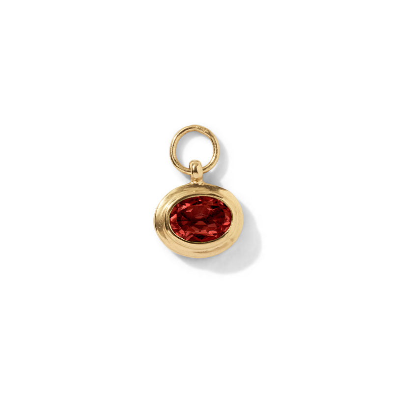 Greco Charm, Garnet, Gold