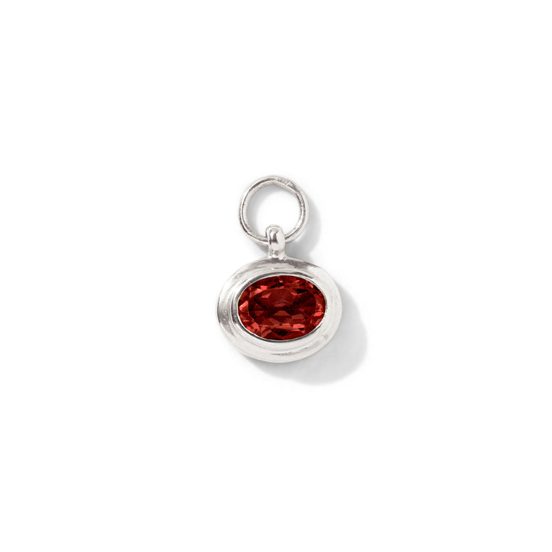 Greco Charm, Garnet, Silver