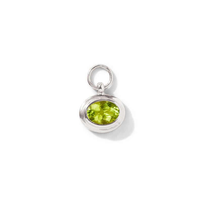 Greco Charm, Peridot, Silver