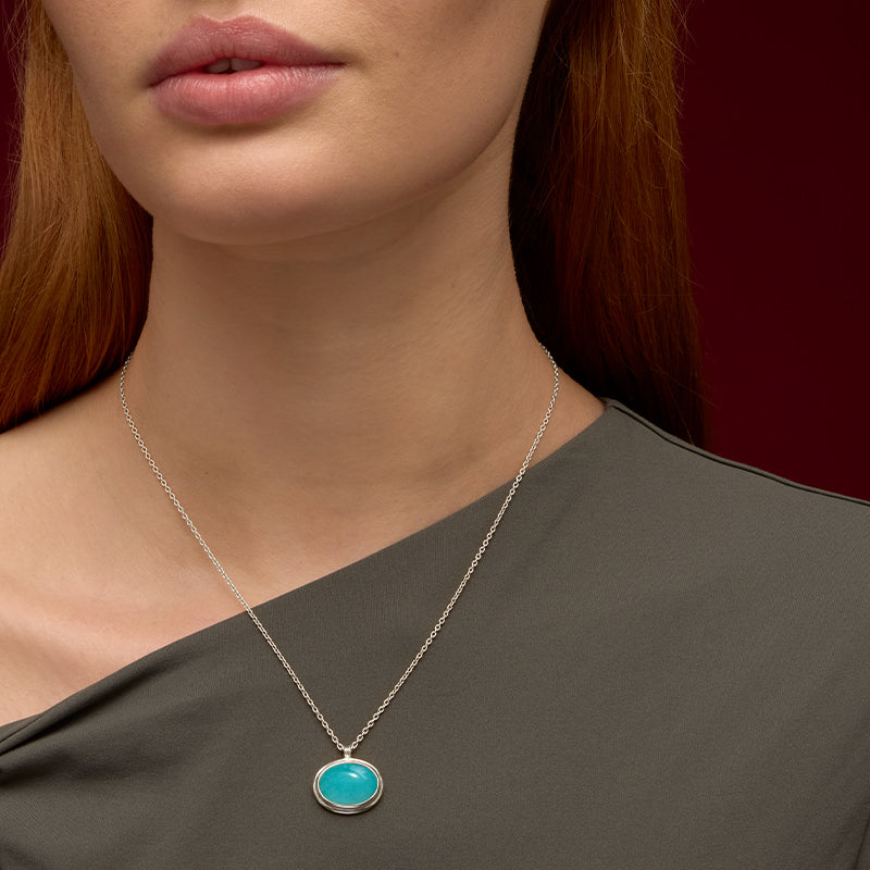 Greco Necklace, Amazonite, Silver