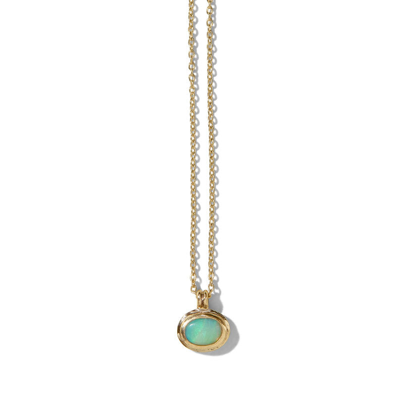 Greco Mini Necklace, Opal, 9kt Yellow Gold
