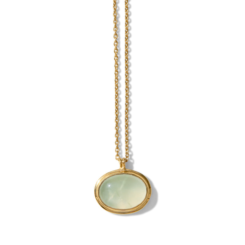 Greco Necklace, Prehnite, Gold