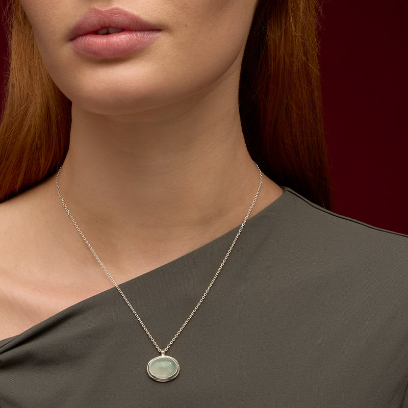 Greco Necklace, Prehnite, Silver