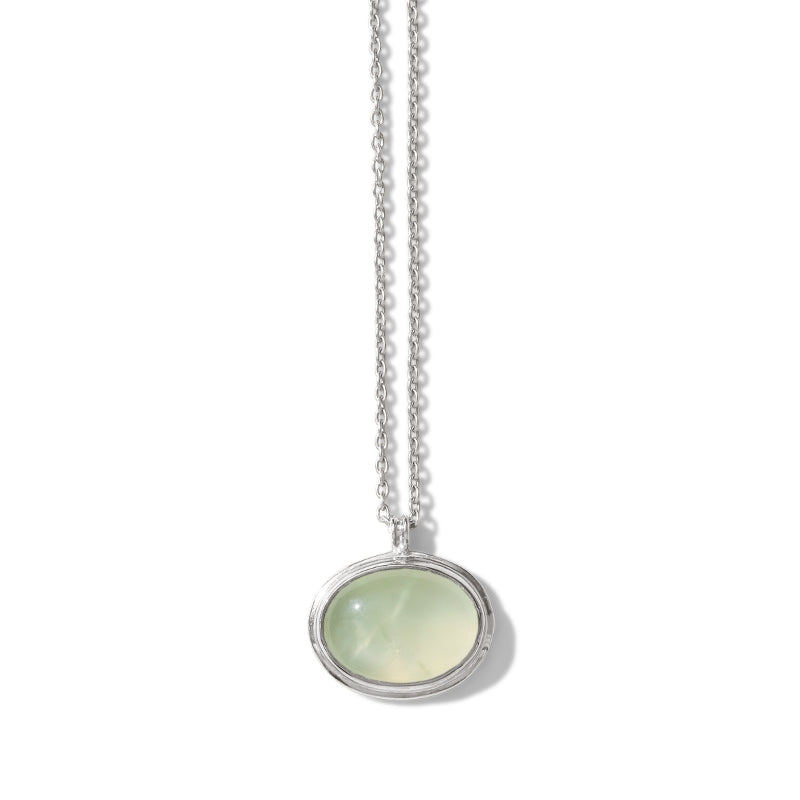 Greco Necklace, Prehnite, Silver