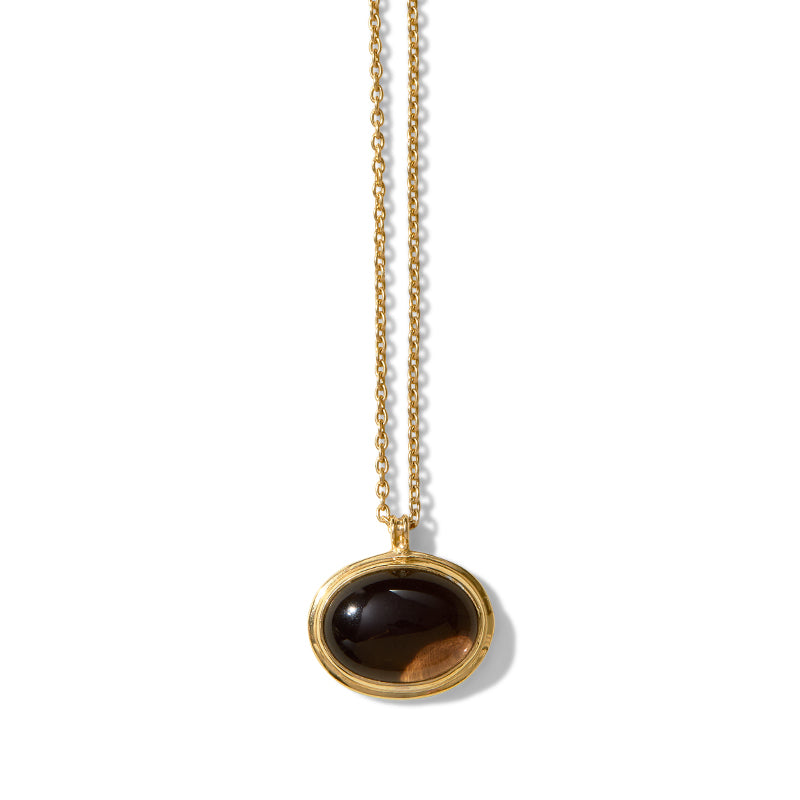 Greco Necklace, Smokey Quartz, Gold