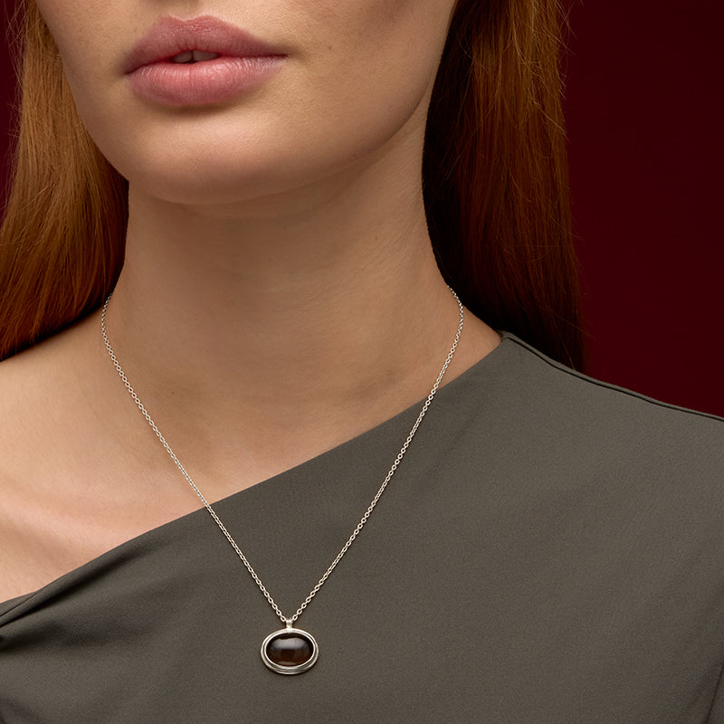 Greco Necklace, Smokey Quartz, Silver