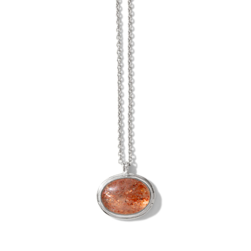 Greco Necklace, Sunstone, Silver