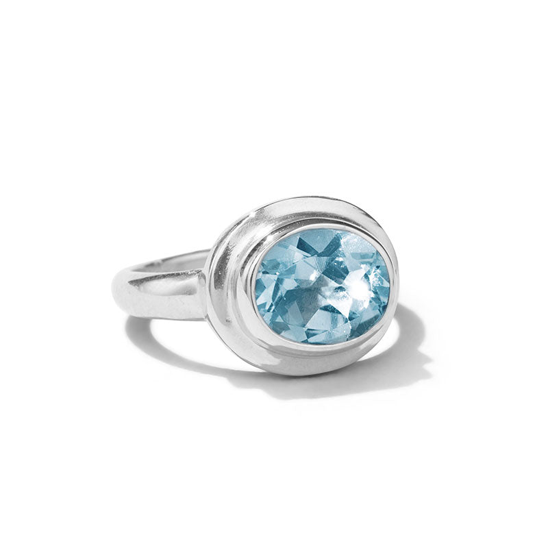 Greco Ring, Blue Topaz, Silver