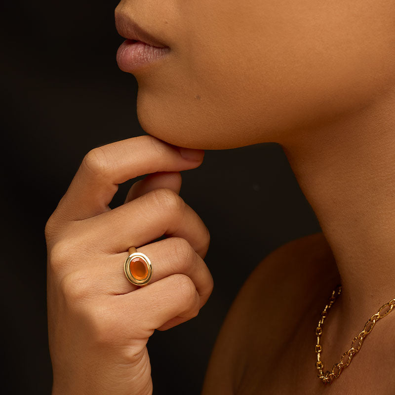 Greco Ring, Carnelian, Gold