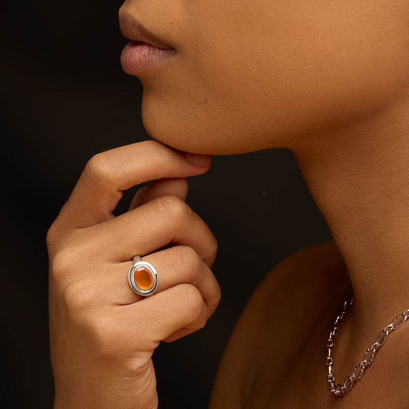 Greco Ring, Carnelian, Silver