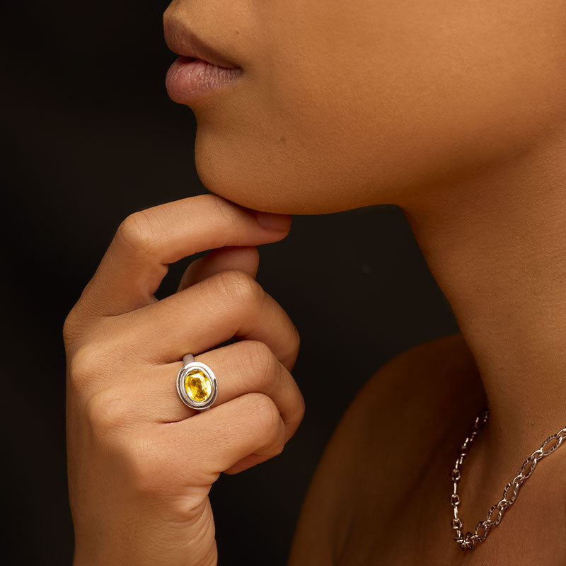 Greco Ring, Citrine, Silver