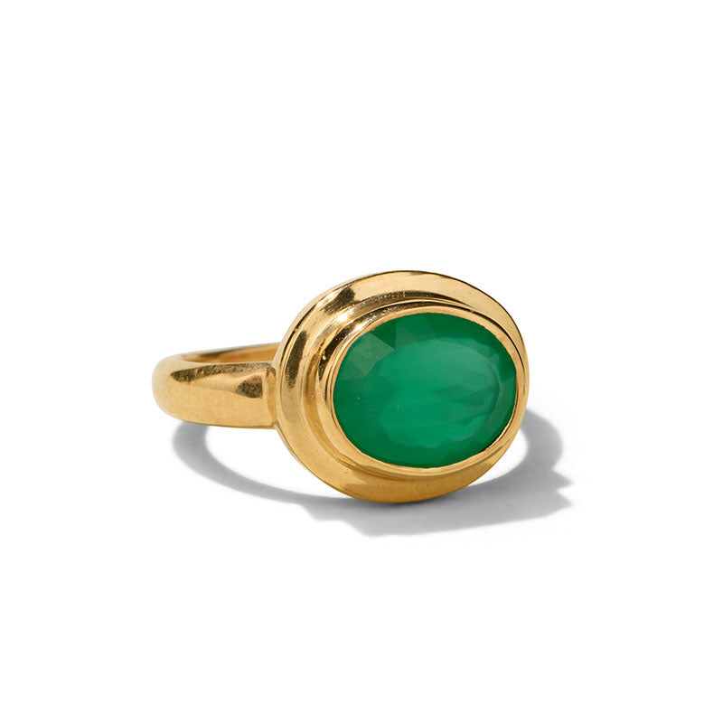 Greco Ring, Green Onyx, Gold