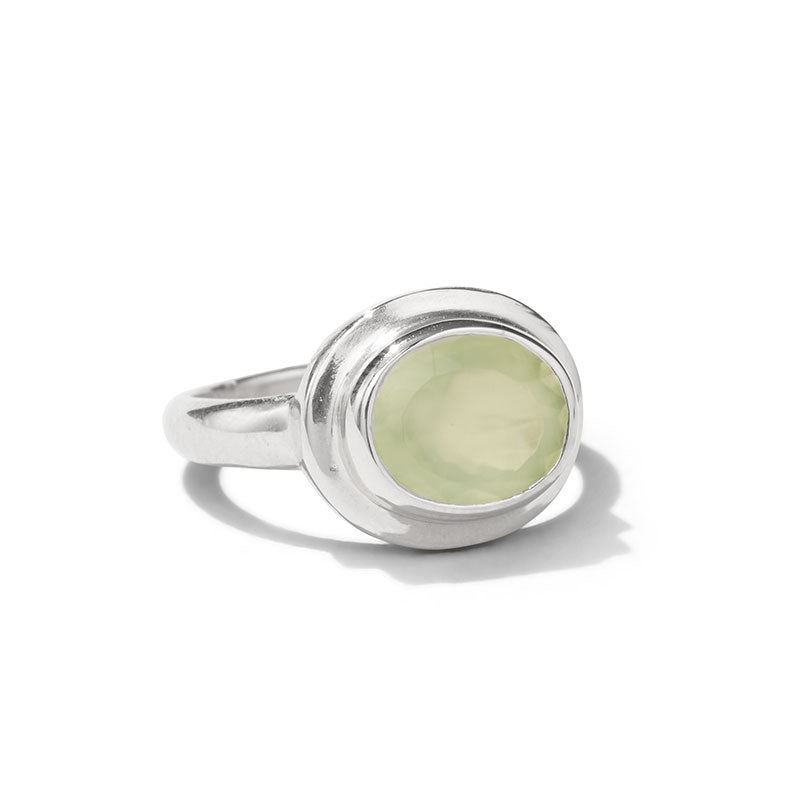 Greco Ring, Prehnite, Silver