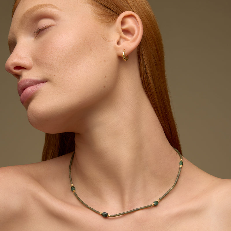 Nala Necklace, Emerald & Serpentine, Gold