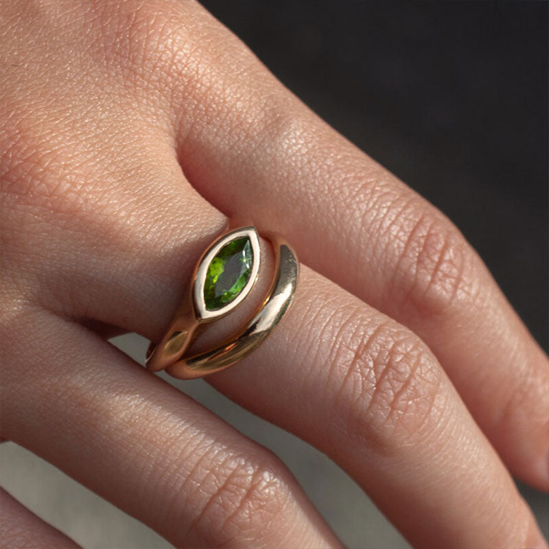 Iris Ring, Green Tourmaline, 9kt Yellow Gold