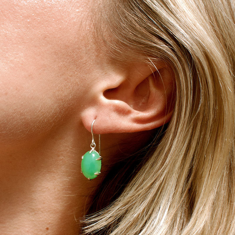 Helene Earring, Chrysoprase, Silver