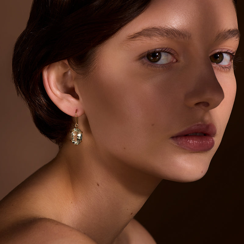 Helene Earring, Prasiolite, Gold