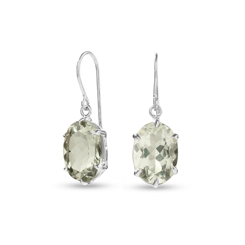 Helene Earring, Prasiolite, Silver