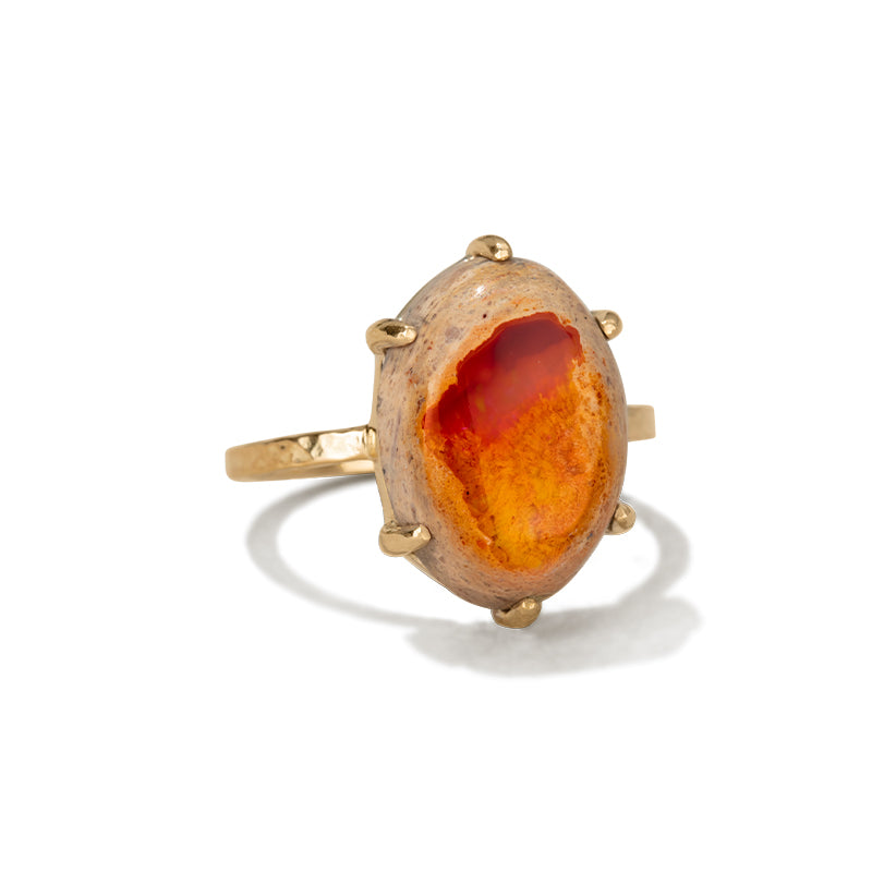 Helene Ring, Mexican Fire Opal, 9kt Yellow Gold