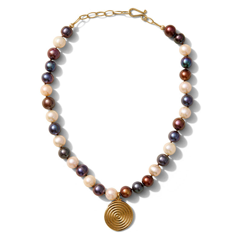 Helix Necklace, Pearl, Gold