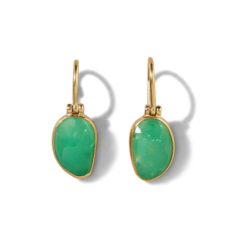 Aureus Earring, Chrysoprase, Gold