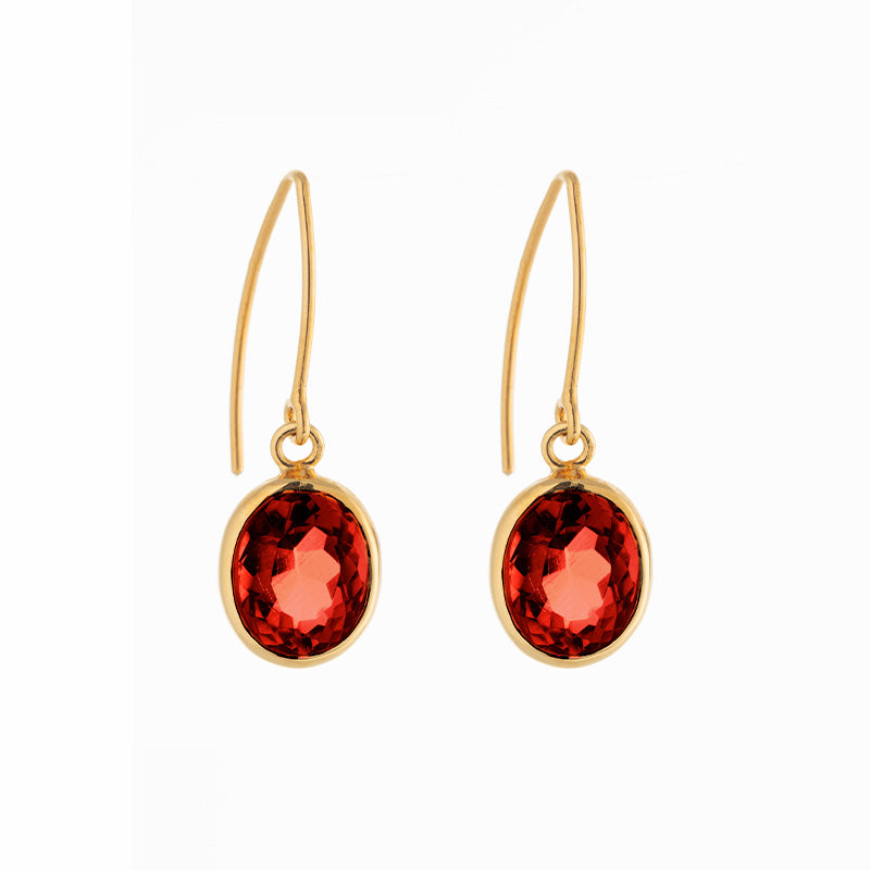 Ida Earring, Garnet, Gold