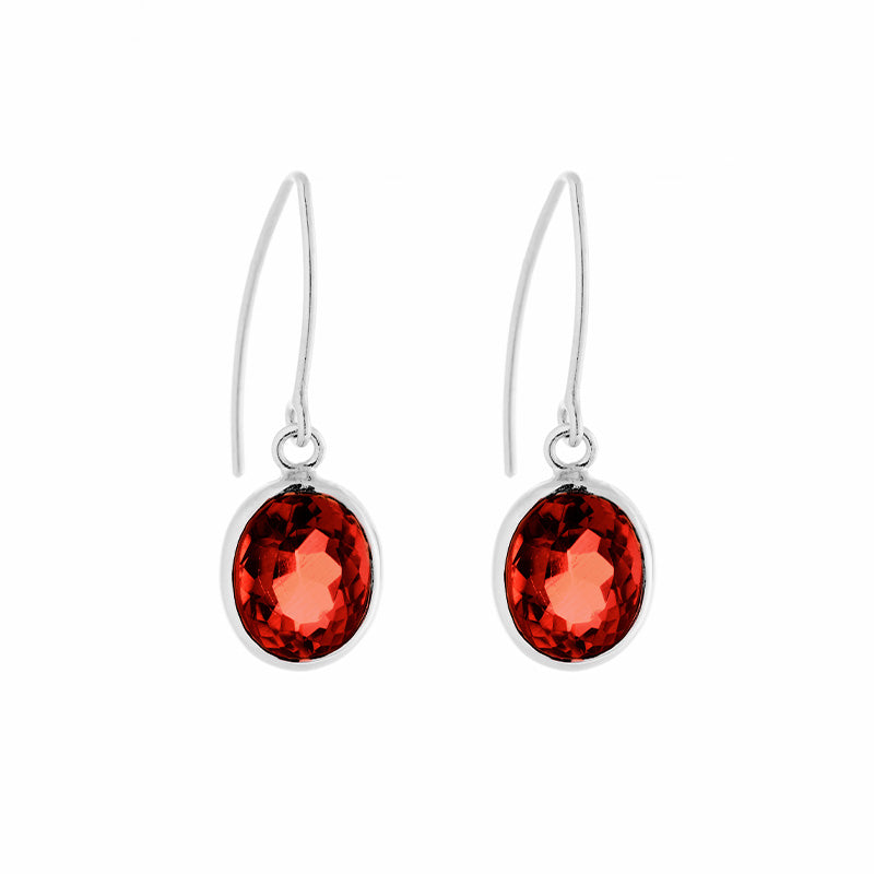 Ida Earring, Garnet, Silver