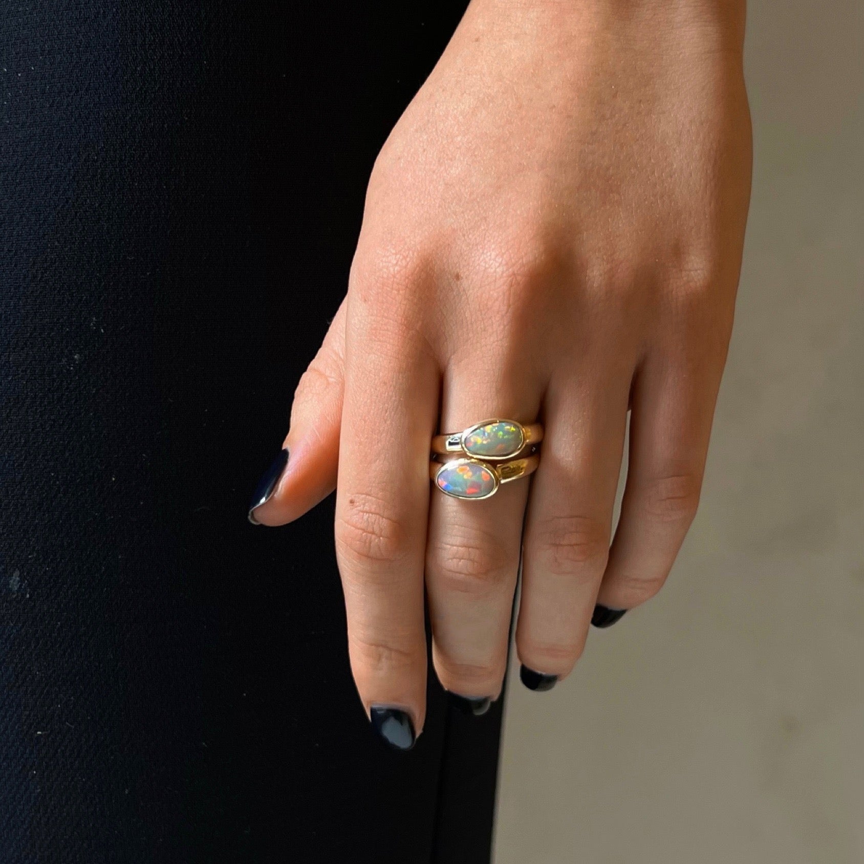 Ellipse Asymmetric Ring, Light Crystal, 9kt Yellow Gold