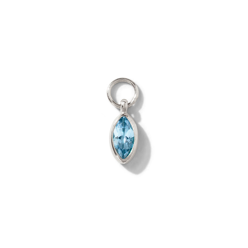 Iris Charm, Blue Topaz, Silver
