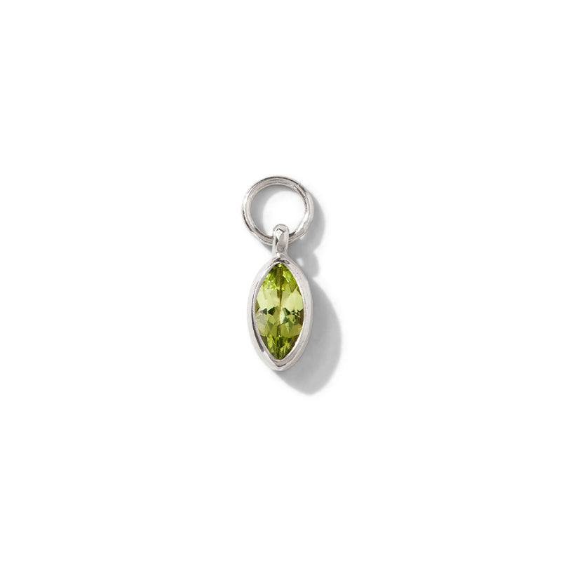 Iris Charm, Peridot, Silver