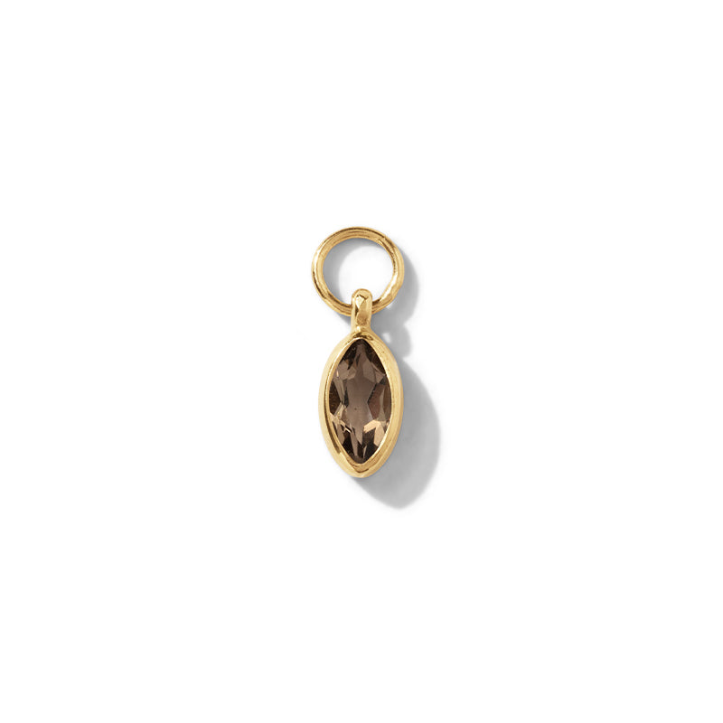 Iris Charm, Smokey Quartz, Gold