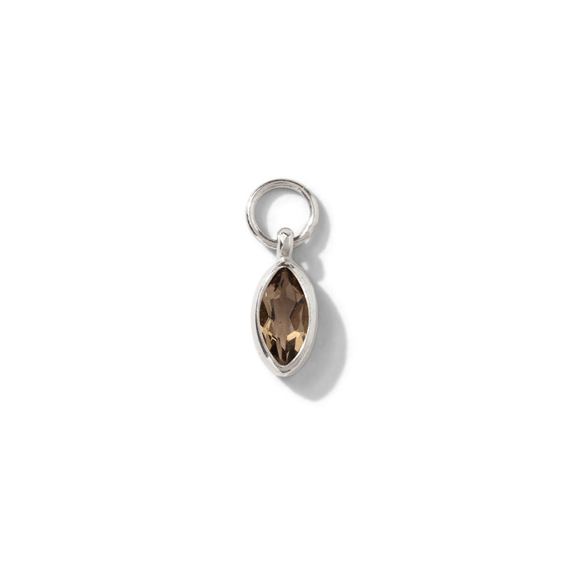 Iris Charm, Smokey Quartz, Silver