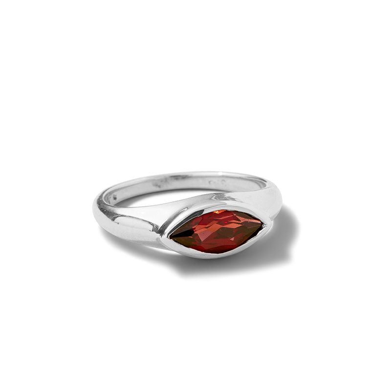 Iris Ring, Garnet, Silver