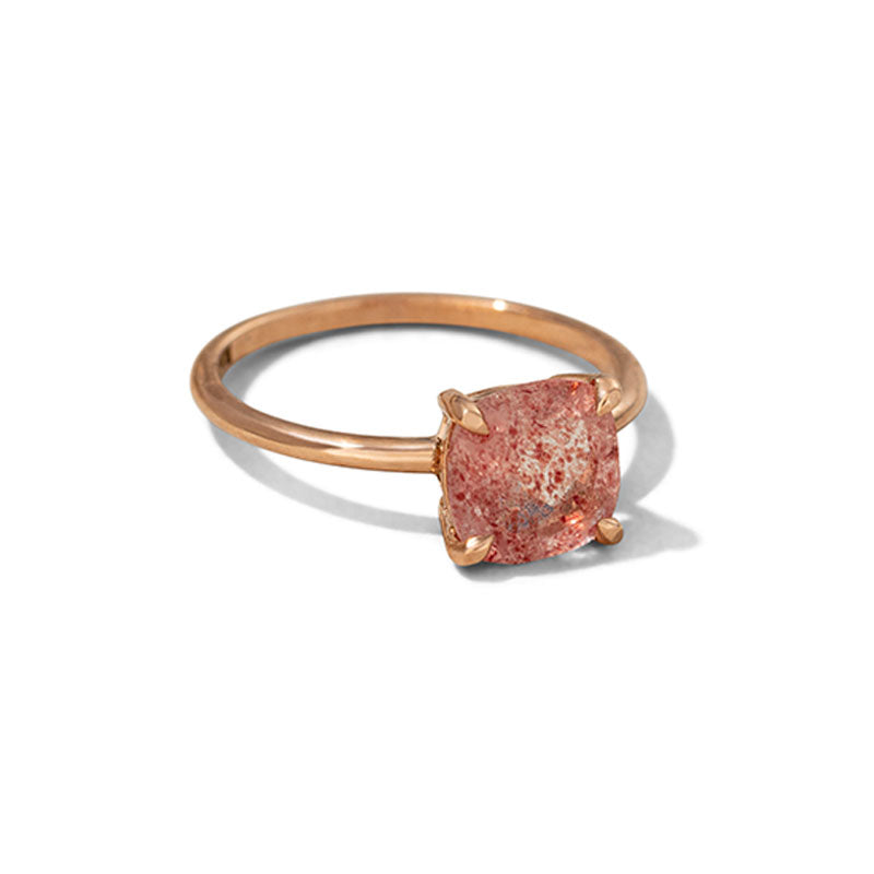 Mini Kara Ring, Strawberry Quartz, 9kt Rose Gold