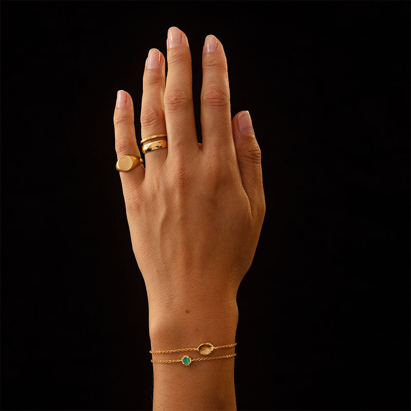 Winkie Bracelet, Green Onyx, Gold