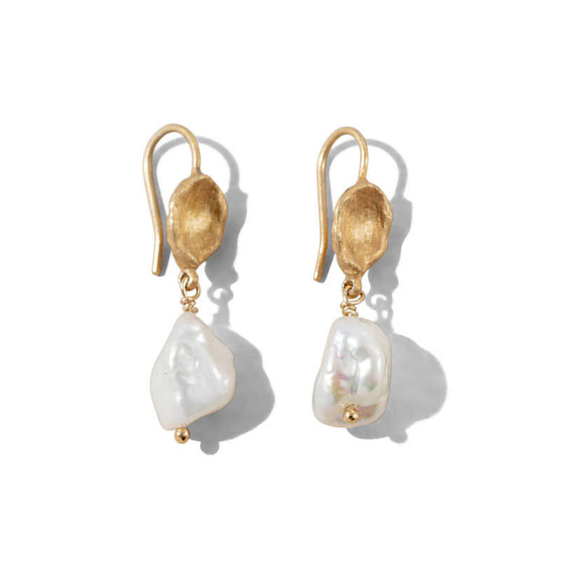 Keshi Earring, Pearl, Gold