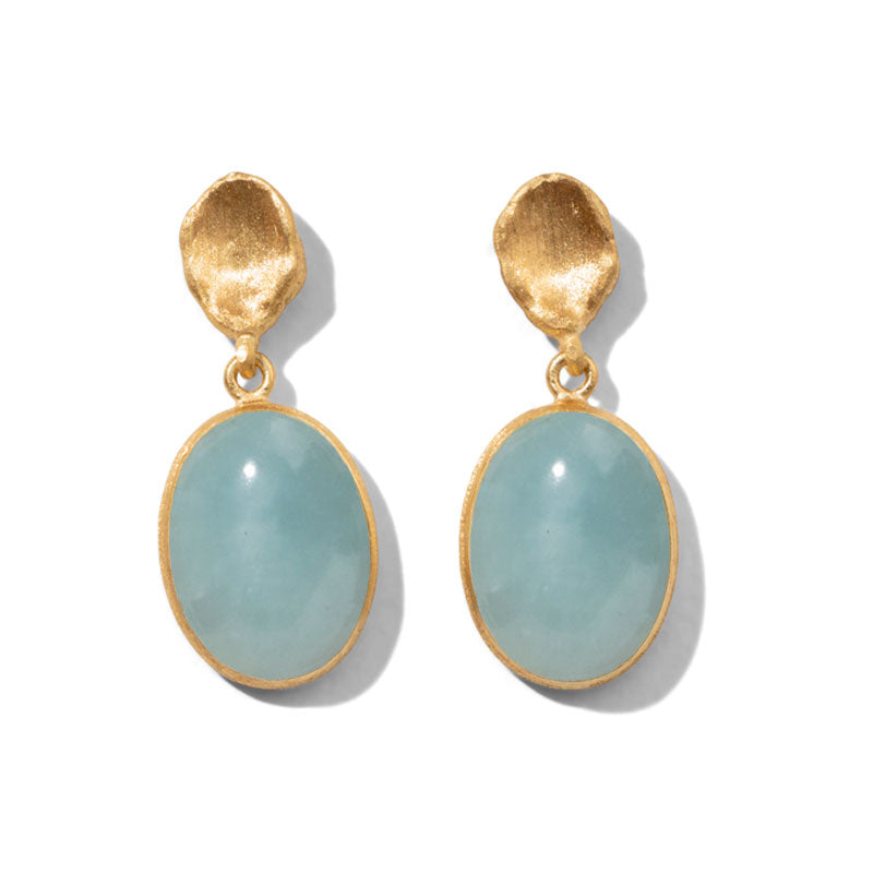 Keshi Stud, Aquamarine, Gold