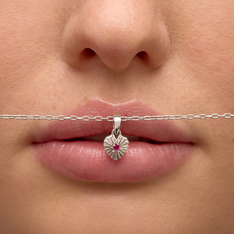 Kora Pendant, Ruby, Silver