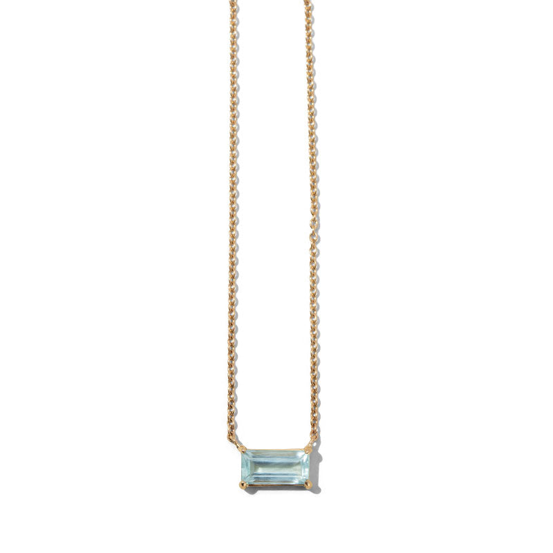 Lateral Necklace, Aquamarine, 9kt Yellow Gold