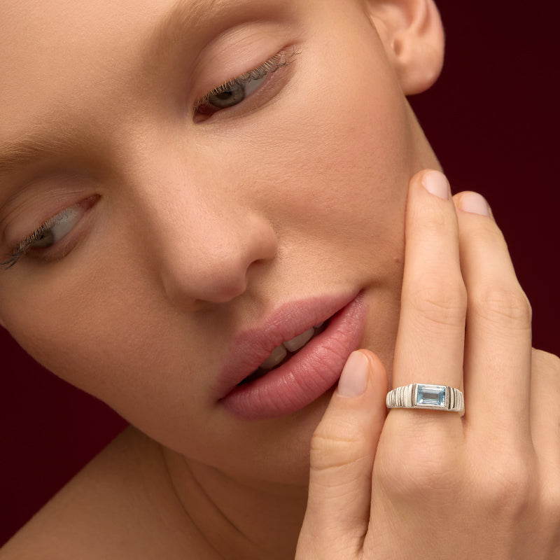 Linea Ring, Blue Topaz, Silver